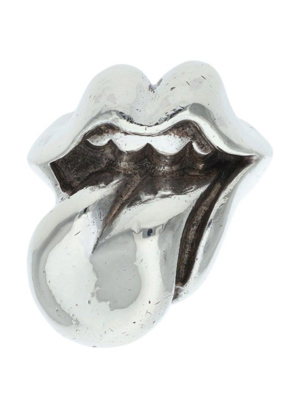 Chrome Hearts Lip Tongue Lg Lip and Tan Large Silver Ring